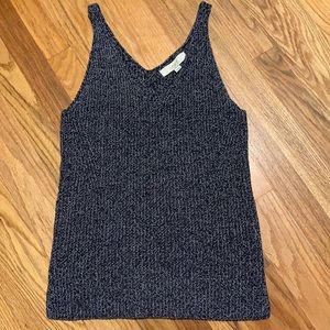 Loft Black and White Knitted V Neck Tank Top